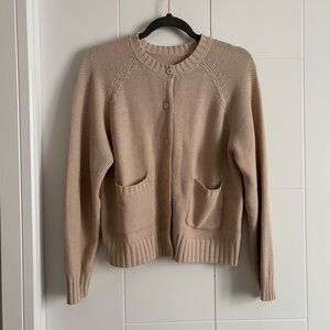 Crew Neck Raglan Honeycomb Knit Cardigan